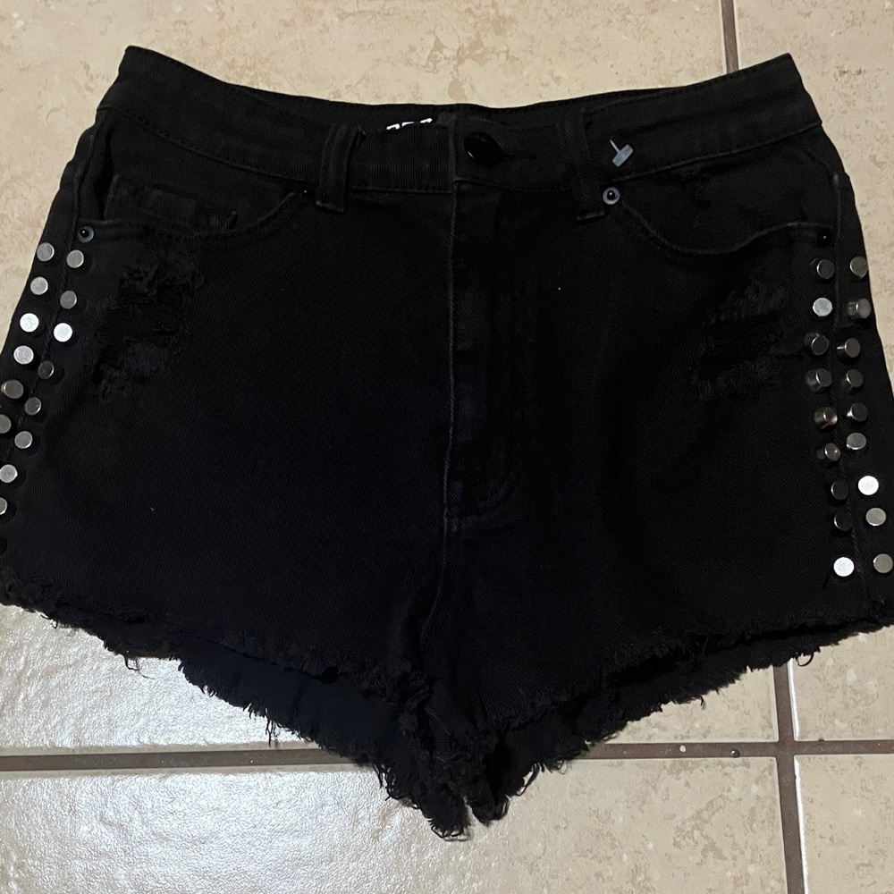 BDG Black Denim Shorts with Silver Studs